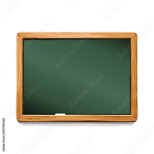 Illustration of a classic green chalkboard with wooden frame and chalk education teaching learning back to school concept