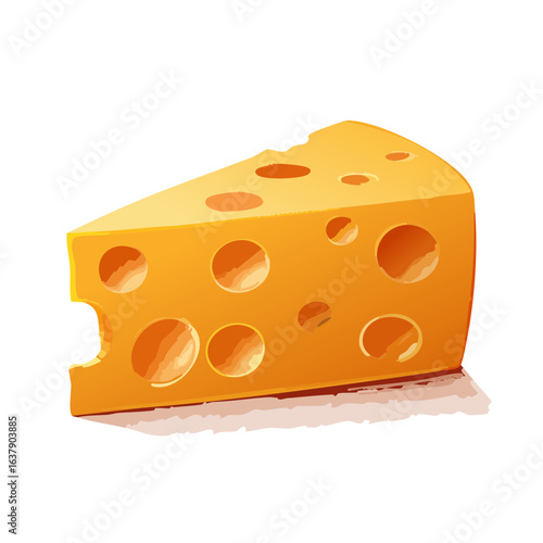Triangular swiss cheese slice with holes food ingredient dairy product vector illustration