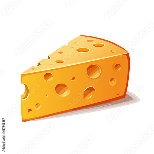 Cartoon cheese slice illustration of a food product with air holes in block of cheese