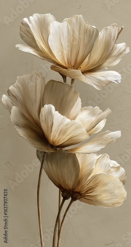 Delicate cream-colored flowers, close-up