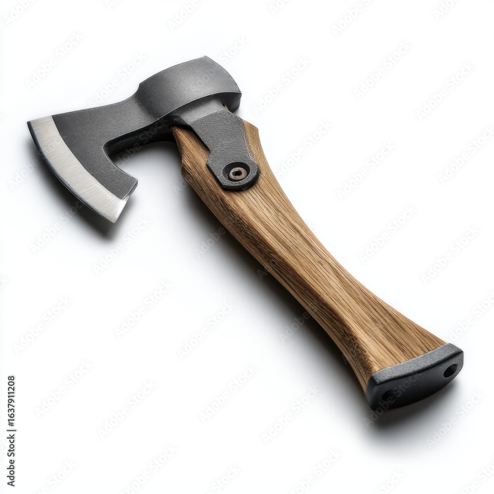 Obraz premium Small camping axe isolated on pure white background shadows professional product photography ar 16:9