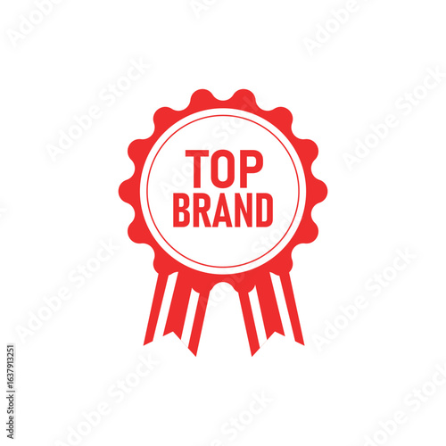 Top Brand Circle Badge Red Vector on White Background