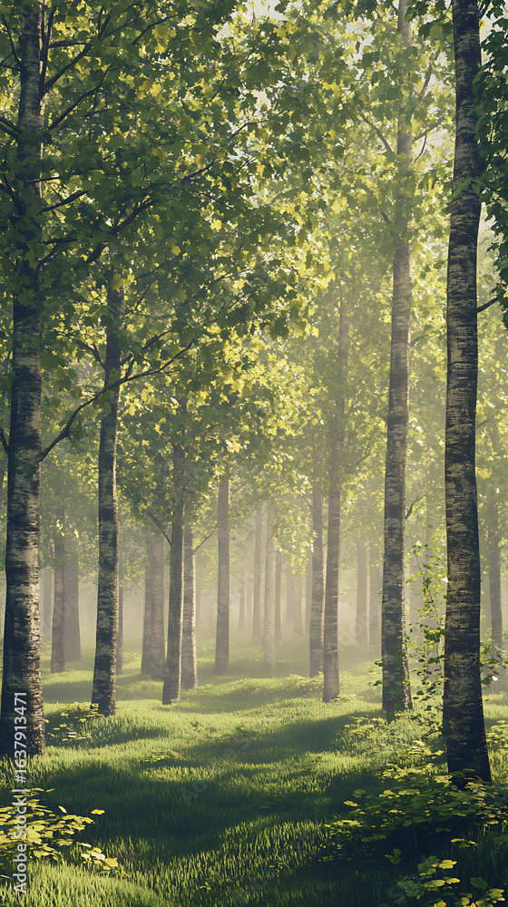 Fototapeta premium Forest pathway sunlight
