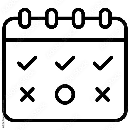 Event Calendar Outline Icon Design Vector - Calendar with marked days, representing schedule, events, or planning dates