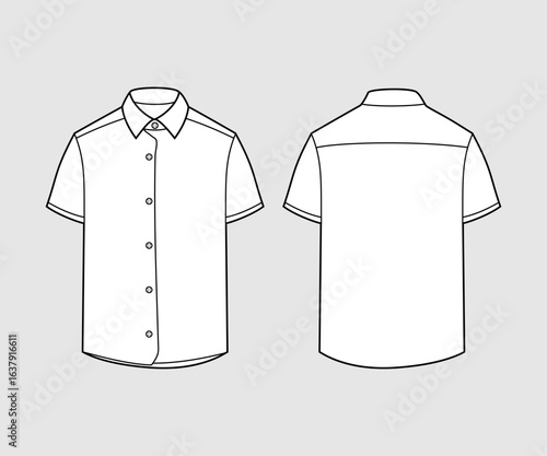Shirt Flat Sketch Front and Back View for Fashion Design