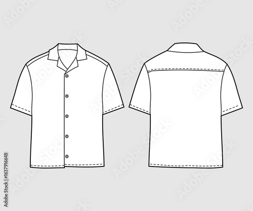 Shirt Flat Sketch Front and Back View for Fashion Design
