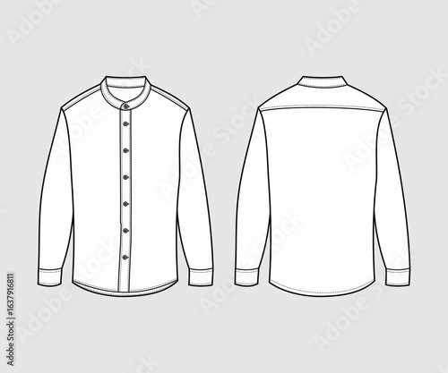 Shirt Flat Sketch Front and Back View for Fashion Design