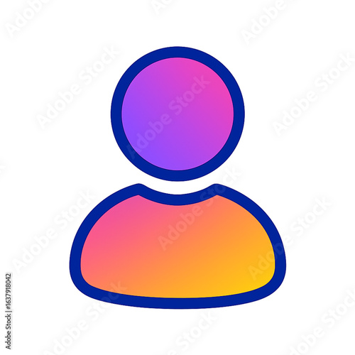 User icon with magnifying glass vector illustration simple blue glossy round avatar symbol for business and social communication design