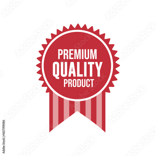 Premium Quality Product Red Badge Vector on White Background

