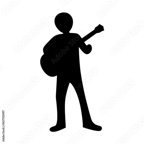 Silhouette of a person playing the guitar, creating music and enjoyment