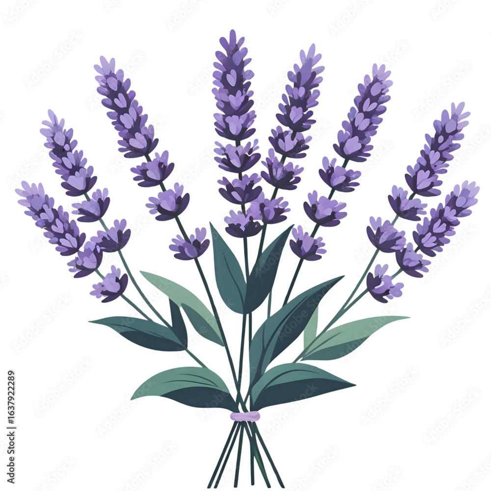 Naklejka premium Elegant Lavender Bouquet, a symbol of serenity and grace. isolated on transparent background Generative AI.
