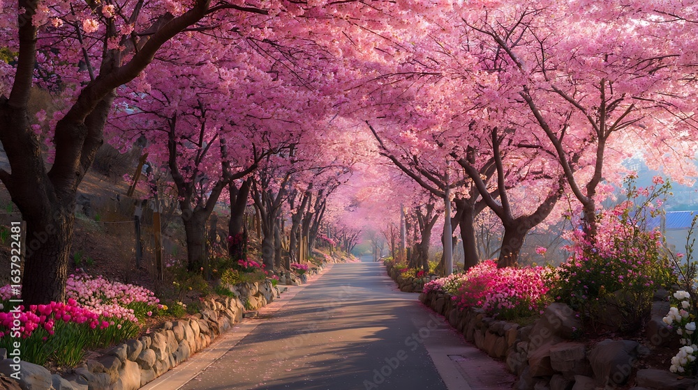 Enchanting Cherry Blossom Pathway: A Springtime Journey into Floral Beauty . Enchanting Cherry Blossom Pathway: A Springtime Journey into Floral Beauty .