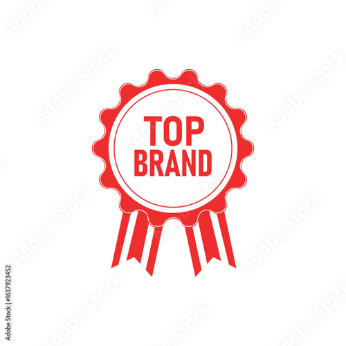 Top Brand Circle Badge Red Vector on White Background

