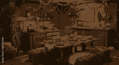 Vintage Dining Room Scene A Nostalgic Gathering Space