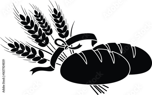 Vector Silhouette of Bread and Wheat, Culinary Art, Graphic Design, Food Environment