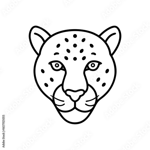 Outline jaguar face on transparent background silhouette