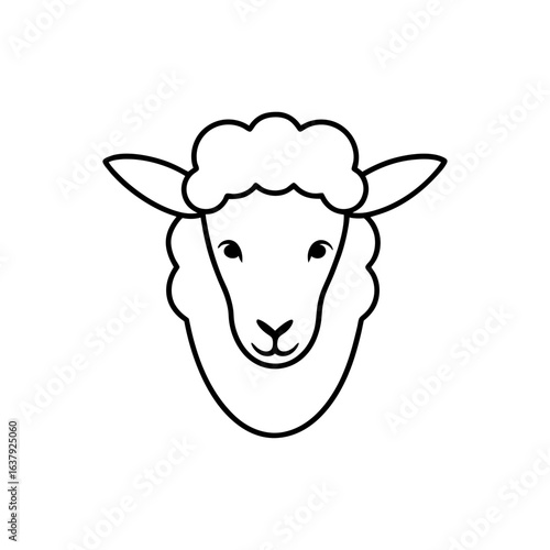 Outline drawing sheep on transparent background silhouette