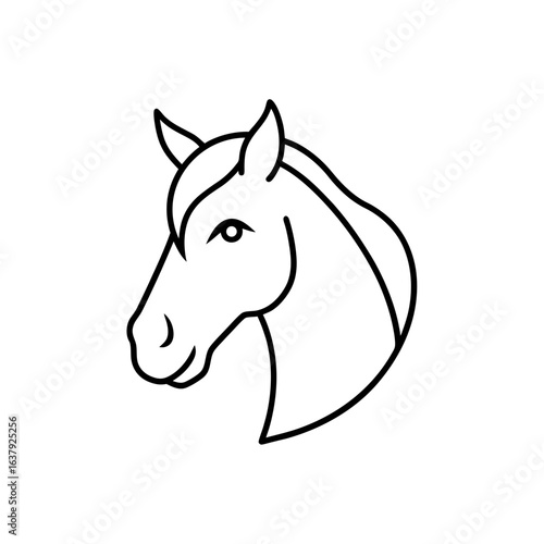 Horse head line art on transparent background silhouette