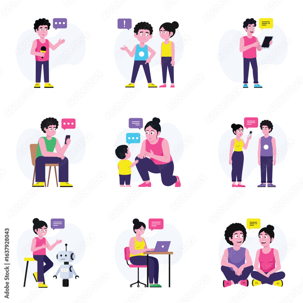 Fototapeta premium Lets Talk Vector Illustration set 3