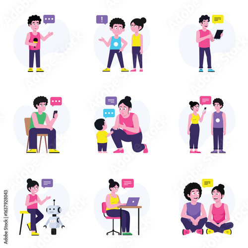 Wallpaper Mural Lets Talk Vector Illustration set 3 Torontodigital.ca