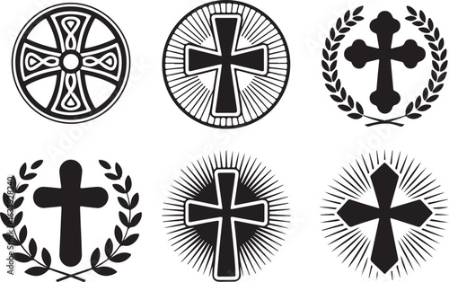 Ornate Cross Collection Vector Art Religious Symbolism and Spiritual Iconography