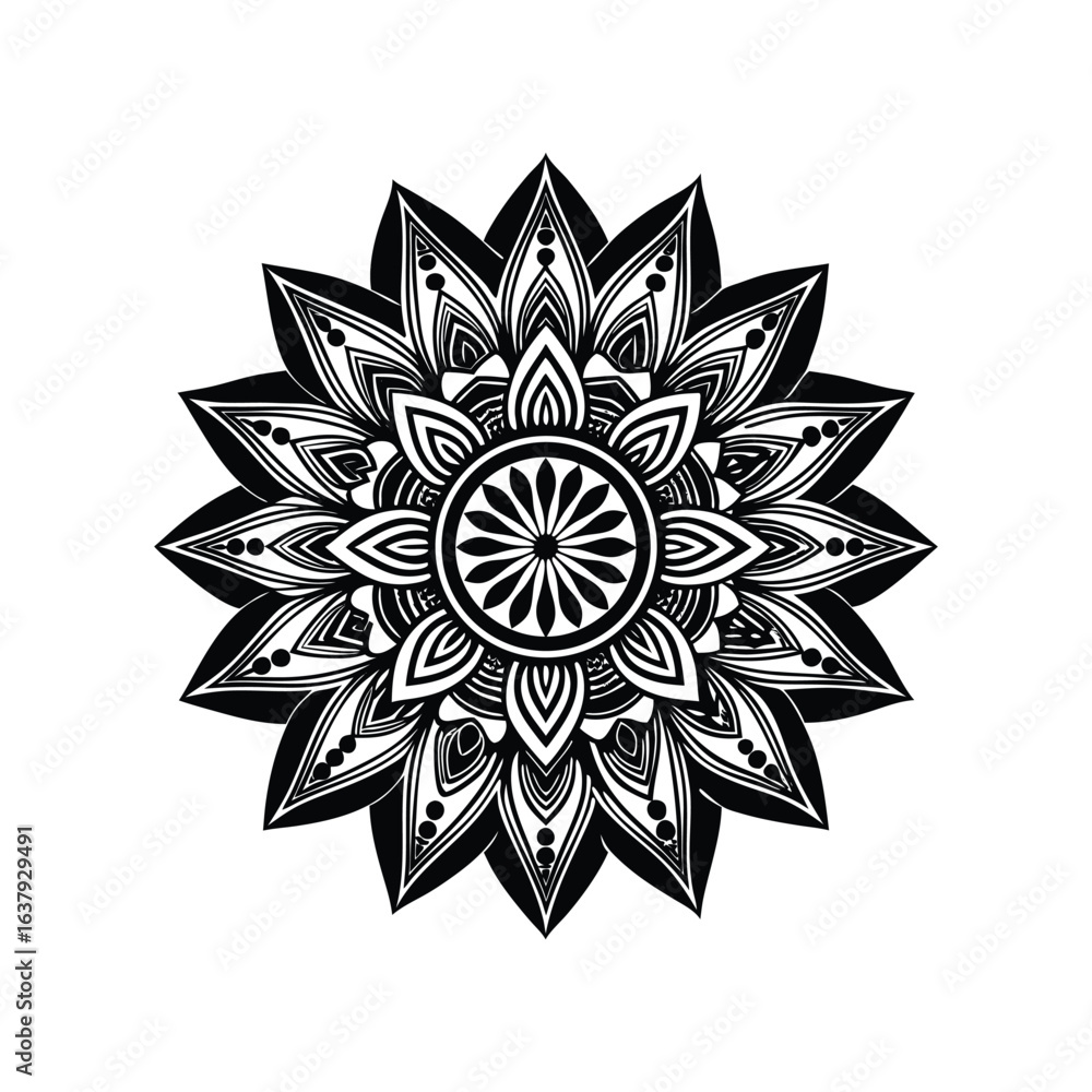 Obraz premium Intricate Black Mandala Design With Detailed Patterns On White Background vector illustration