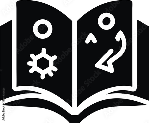 An open spooky spellbook with floating magical symbols and arcane energy isolated on white background isolated on transparent background