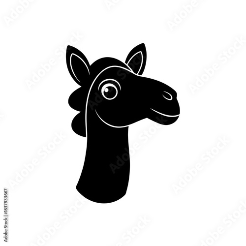Cartoon horse head up on transparent background silhouette