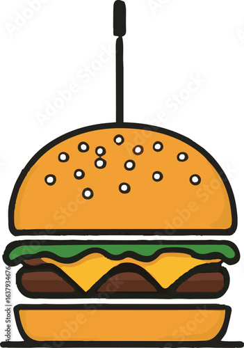 Flat Burger Vector Illustration | Minimal Fast Food Icon
Cheeseburger Clipart | Colorful Hamburger PNG & SVG
Fast Food Logo Design | Tasty Burger Graphic for Branding
Cartoon Burger Icon | Editable Ve