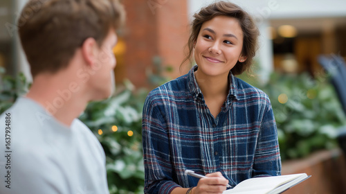 University sociology student conducts interview research project