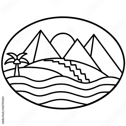 Nile River line art vector