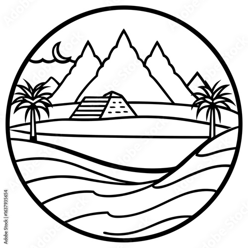 Nile River line art vector