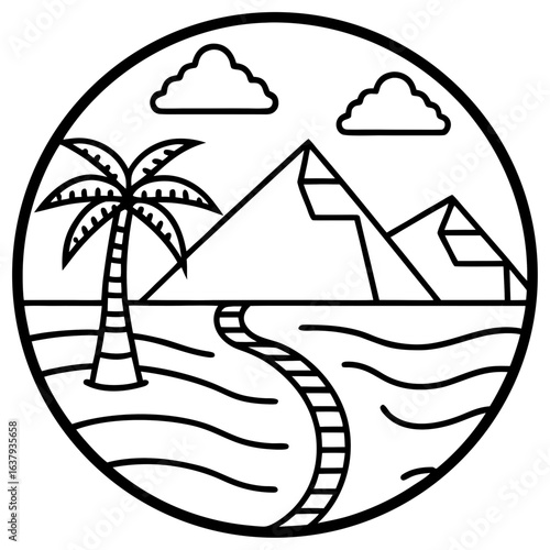 Nile River line art vector
