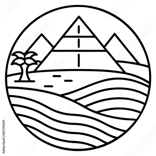 Nile River line art vector