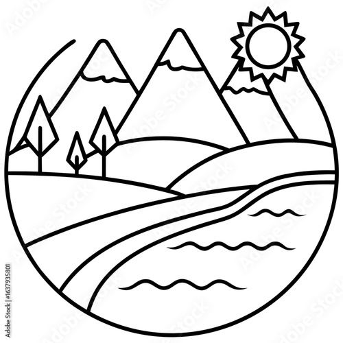 Nile River line art vector