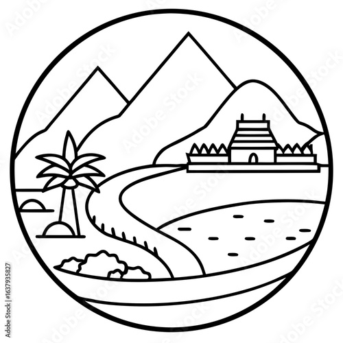 Nile River line art vector