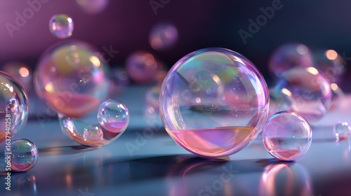 Wallpaper Mural iridescent bubble composition with pink, purple, and blue light, luxury background, glossy abstract 3d rendering  Torontodigital.ca