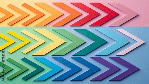 Colorful Geometric Arrows on Gradient Background 