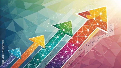 Colorful Geometric Arrows on Gradient Background 
