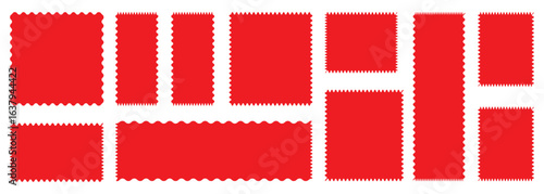 Set of frames with zigzag edge, scallop edge shape. Rectangle shape frame with zigzag edge. Rectangular and square scalloped frames. Rectangle shape frame with zigzag edge.