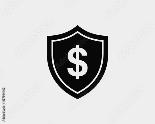 Free Download Financial security icon with dollar sign on a shield symbol. Money protection and safe payment vector. - GFXLoad