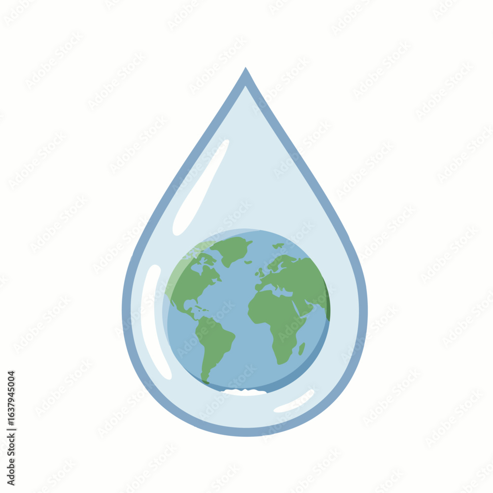 Fototapeta premium A pristine liquid droplet cradles our planet Earth, powerfully symbolizing global efforts for water conservation and environmental sustainability.