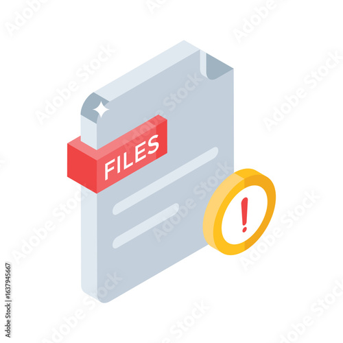 An premium isometric icon of file error alert
