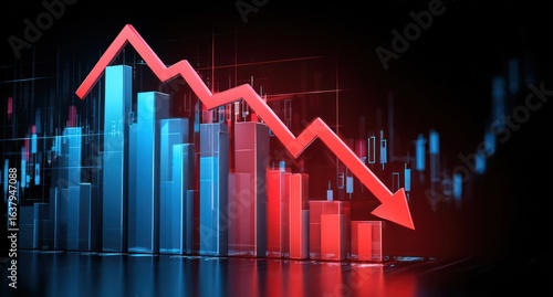 Wallpaper Mural A 3D graph depicting a steep downward trend Torontodigital.ca