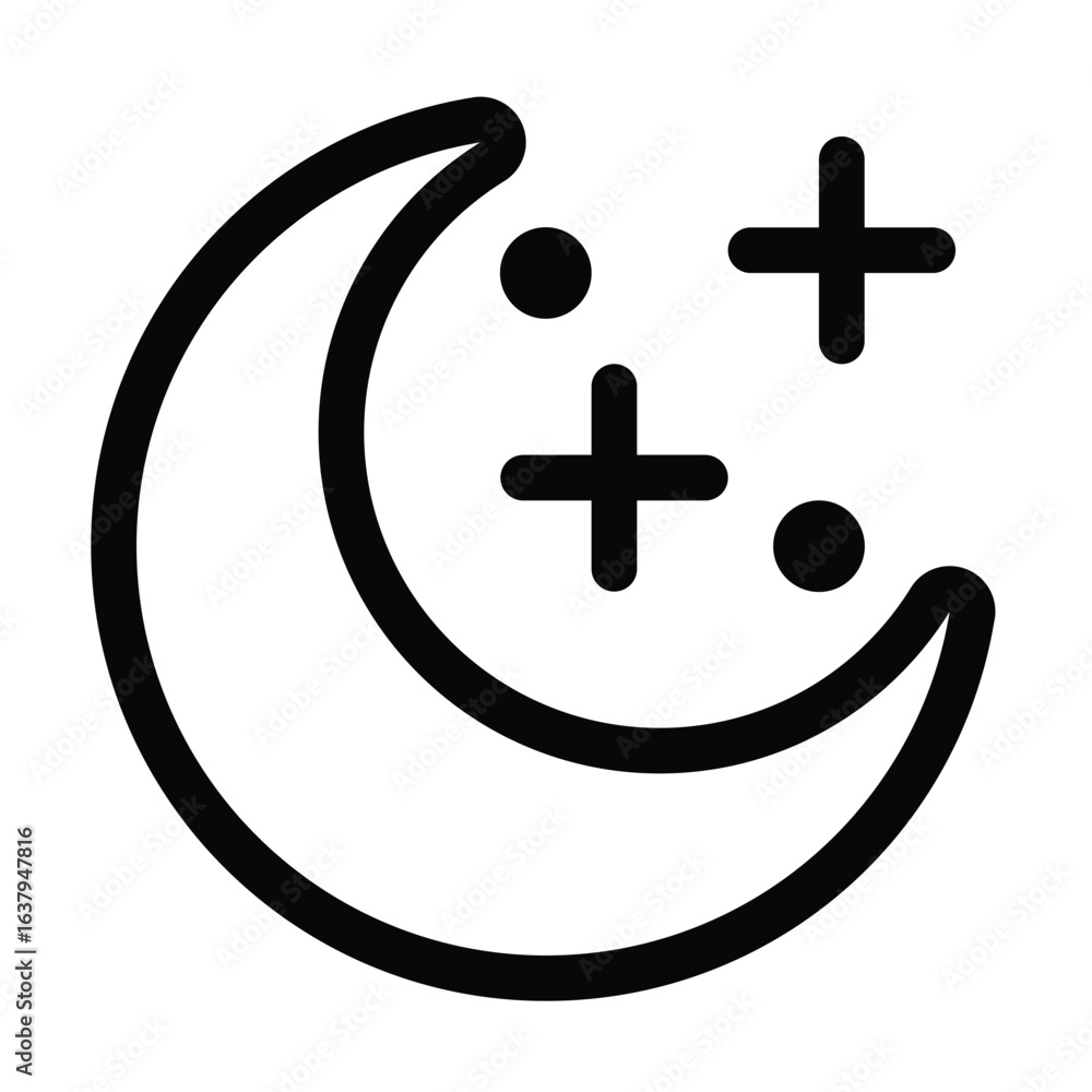 Fototapeta premium Outline moon icon for lunar, night, and celestial themes.