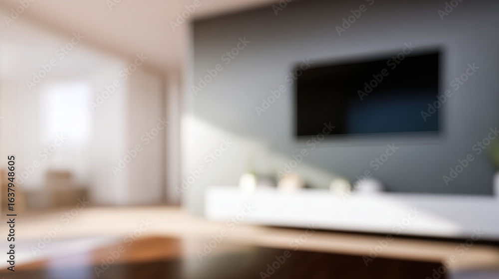 Fototapeta premium Minimalist living room with modern furniture and natural light, showcasing clean contemporary design.