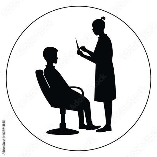 Hair Stylist Silhouette Cutting Hair in Salon
