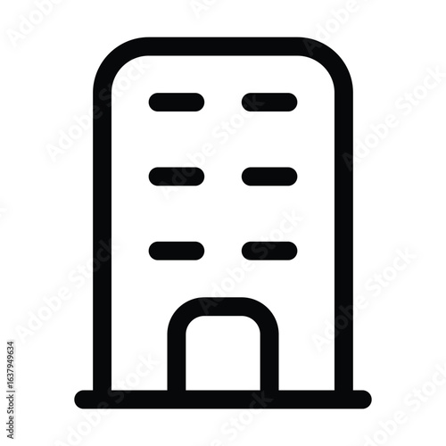 Outline hotel icon for accommodation, lodging, and stay.