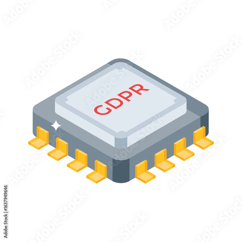 Grab this isometric icon of detailed microprocessor circuit