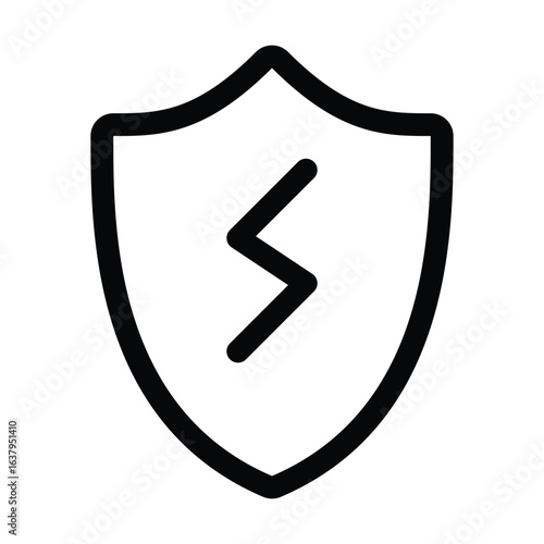 Outline shield zap icon for electric protection and safety.